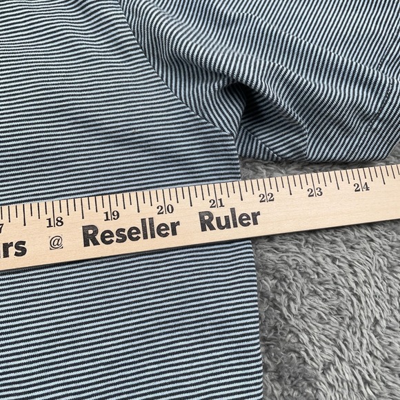 J Crew Polo Shirt Mens Large Blue White Micro Stripe 100% Cotton Casual Preppy - Picture 6 of 8